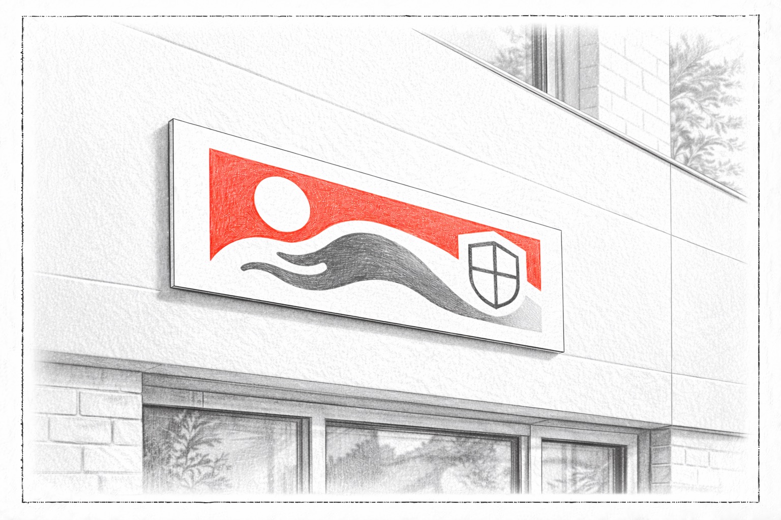 Ilustrativní nákres cedule nebo označení